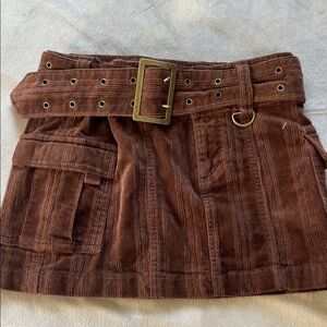 UO Joan Corduroy Chunky Belted Low-Rise micro Mini Skirt Y2K